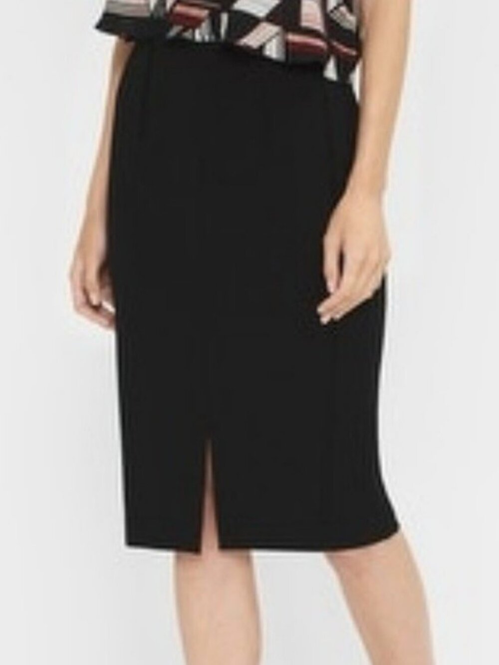 WHBM Black Front Slit Pencil Skirt Size 6